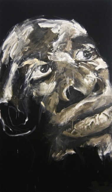 Regina Nieke „Black Man X“ Öl auf Stoff, 2004, 170 x 100 cm