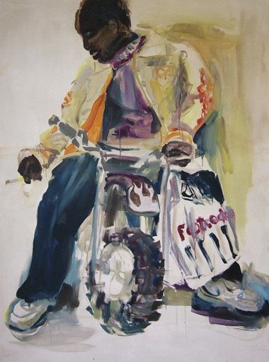 Regina Nieke „Weddinger Motorradfahrer“ Öl und Acryl auf Leinwand, 2006, 200 x 150 cm