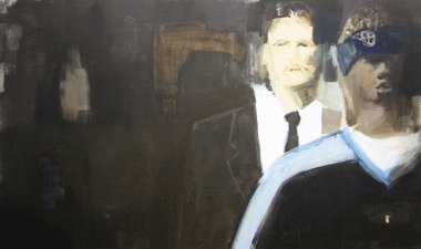Regina Nieke „Geschäftsmann“ Öl und Acryl auf Leinwand, 2006, 150 x 250 cm