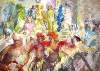 Matthias Hollefreund „Karneval der Kulturen“, 2005, Öl auf Leinwand, 155 x 205 cm
