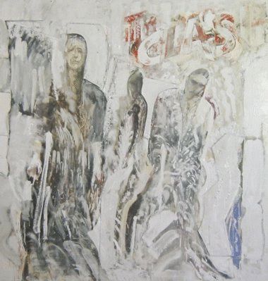Matthias Hollefreund „The Clash“, 1982, Silberlack auf Hartfaser, Wellpappe, 200 x 200 cm