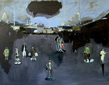 Josephine Behlke "Bitterfeld und der Regen", Öl auf Leinwand, 160x200cm, 2007