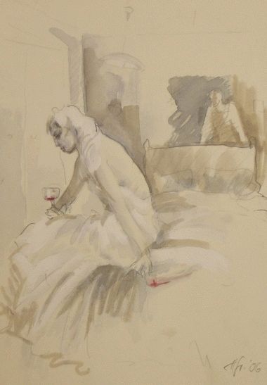 Matthias Hollefreund „Trunkene Braut“ Aquarell, 2006, 29 X 21 cm