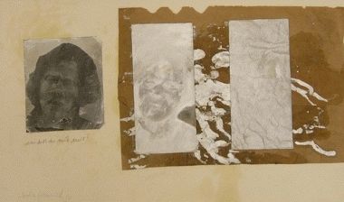 Matthias Hollefreund „Entwurf Eisraum“ (Portrait Mutter) Collage/Packpapier, 1979, 34 X 57 cm